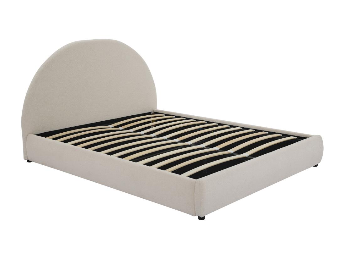 Vente Unique Lit Coffre 140 X 190 Cm - Tissu Bouclette - Crème - LIRIMO