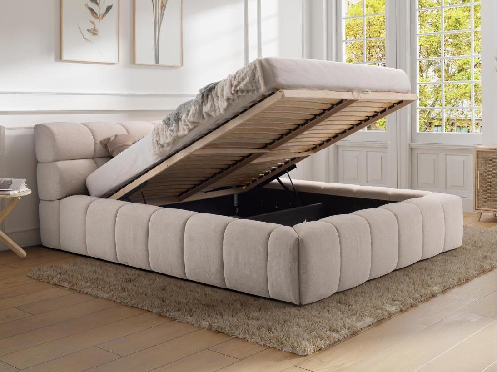 Vente Unique Lit Coffre 180 X 200 Cm - Tissu - Beige - FORVIK II De Pascal Morabito