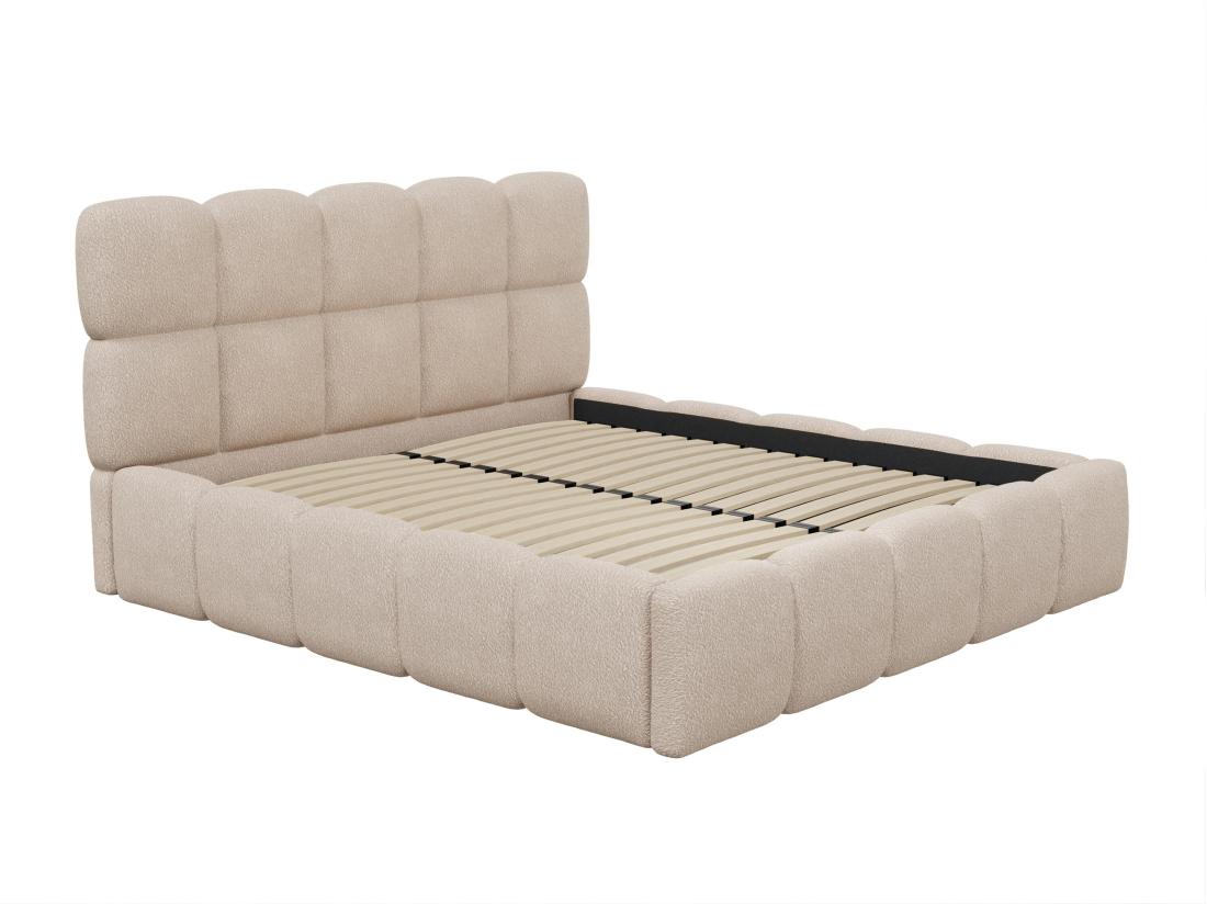 Vente Unique Lit Coffre 180 X 200 Cm - Tissu Bouclette - Beige - DAMADO De Pascal Morabito