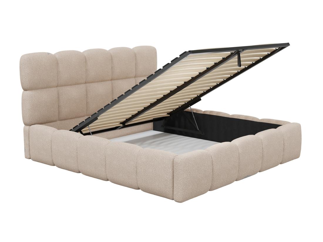 Vente Unique Lit Coffre 180 X 200 Cm - Tissu Bouclette - Beige - DAMADO De Pascal Morabito