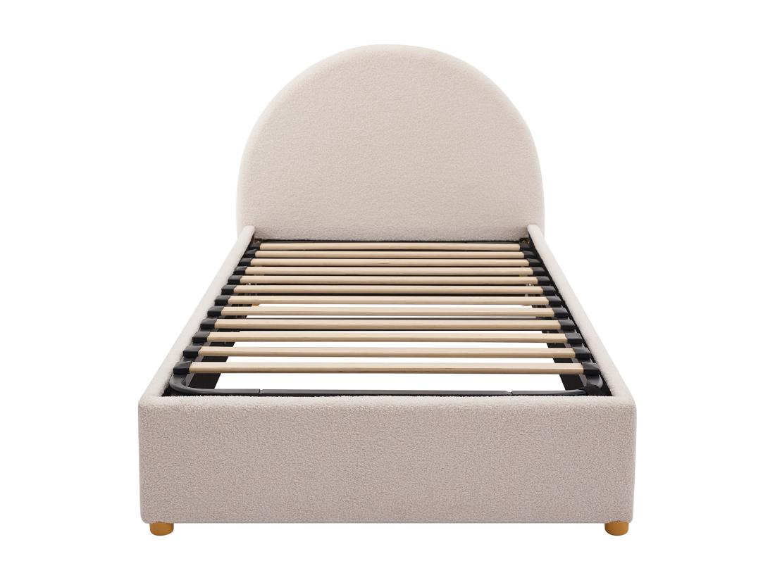 Vente Unique Lit Coffre 90 X 190 Cm - Tissu Bouclette - Crème - LIRIMO