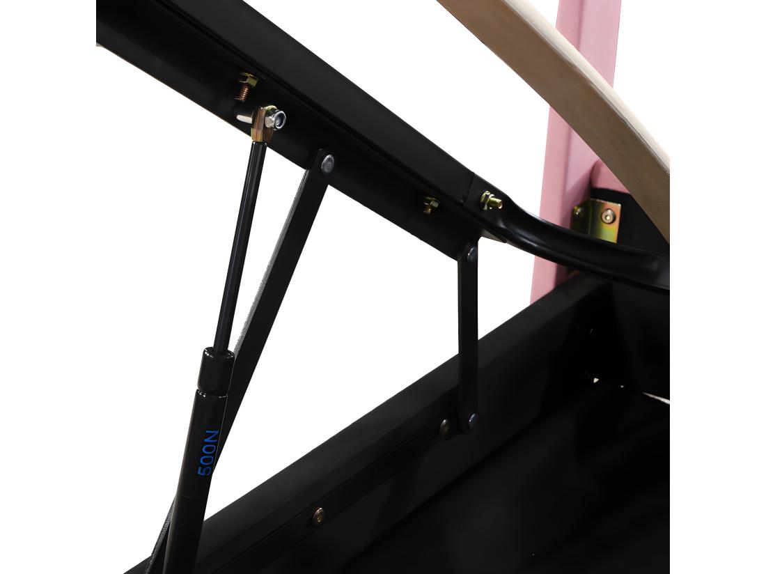 vente unique Lit coffre rembourré en tissu lin - 180x200cm - transformable en 2 lits simples - Rose