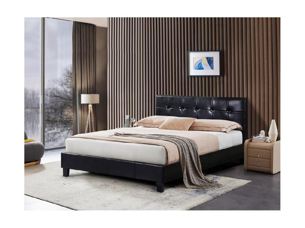 Vente Unique Lit Double En Pvc "Julia" - 140 X 190 Cm - Noir