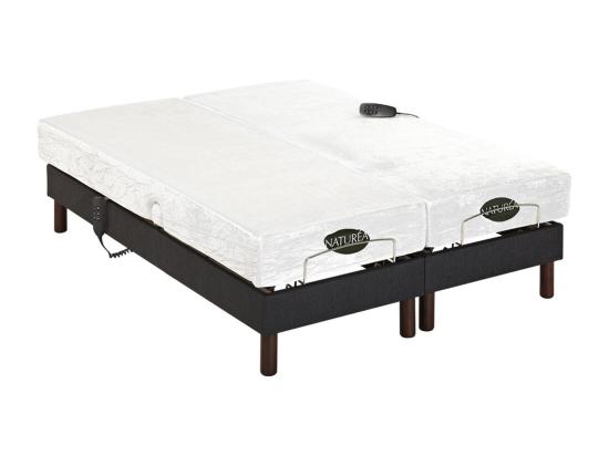 Vente Unique Lit électrique De Relaxation Déco Lattes Et Plots + Matelas Mémoire De Forme - 2 X 80 X 200 Cm - Tissu - Anthracite - THESEE De NATUREA