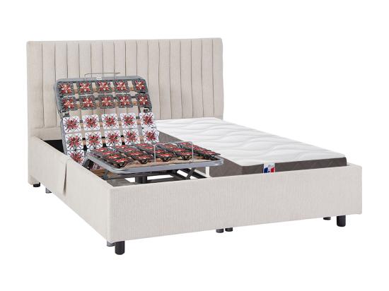 Vente Unique Lit électrique De Relaxation Déco Tout Plots + Matelas 100% Latex 3 Zones - 2 X 80 X 200 Cm - Tissu - Beige - TIARI De DREAMEA