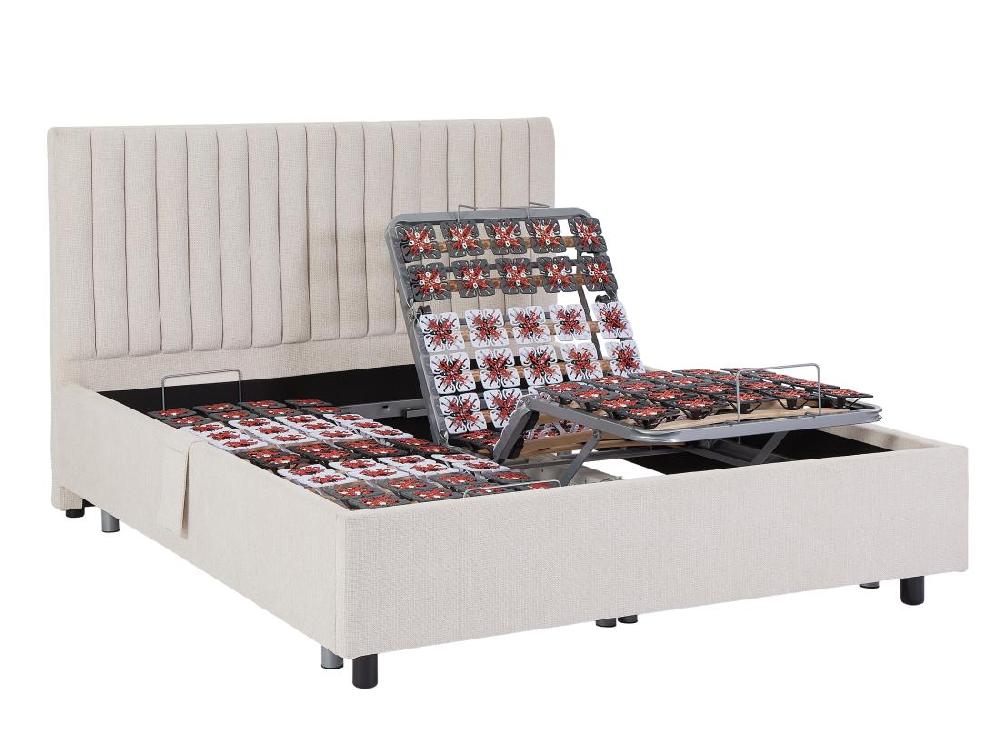 Vente Unique Lit électrique De Relaxation Déco Tout Plots + Matelas 100% Latex 3 Zones - 2 X 80 X 200 Cm - Tissu - Beige - TIARI De DREAMEA