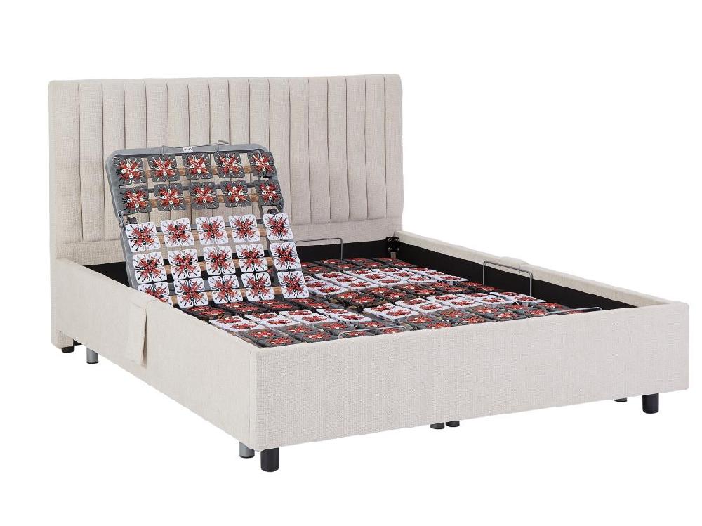 Vente Unique Lit électrique De Relaxation Déco Tout Plots + Matelas 100% Latex 3 Zones - 2 X 80 X 200 Cm - Tissu - Beige - TIARI De DREAMEA
