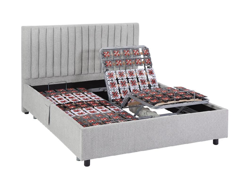 Vente Unique Lit électrique De Relaxation Déco Tout Plots + Matelas Mémoire De Forme - 2 X 90 X 200 Cm - Tissu - Gris - SASORA De DREAMEA