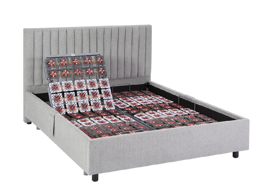 Vente Unique Lit électrique De Relaxation Déco Tout Plots + Matelas Mémoire De Forme - 2 X 90 X 200 Cm - Tissu - Gris - SASORA De DREAMEA