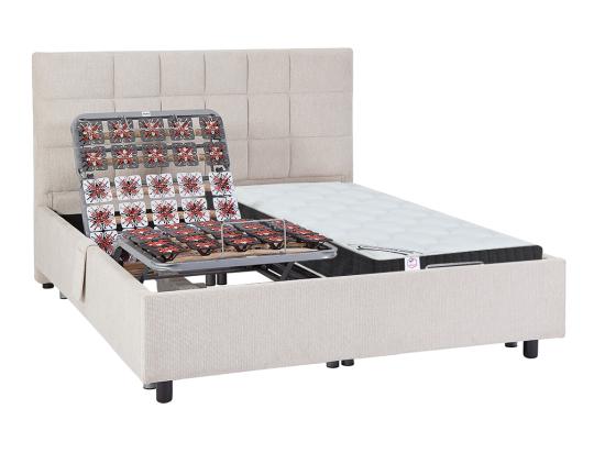 Vente Unique Lit électrique De Relaxation Déco Tout Plots + Matelas Ressorts Ensachés Et Mémoire De Forme - 2 X 80 X 200 Cm - Tissu - Beige - MANAM De DREAMEA