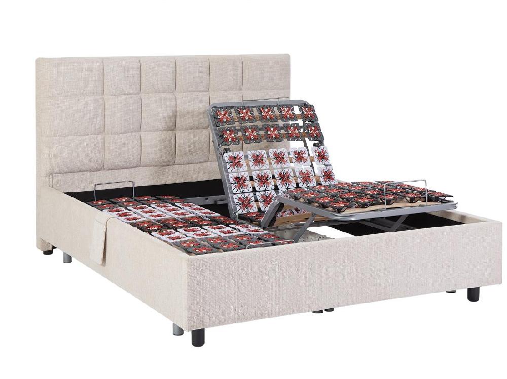 Vente Unique Lit électrique De Relaxation Déco Tout Plots + Matelas Ressorts Ensachés Et Mémoire De Forme - 2 X 80 X 200 Cm - Tissu - Beige - MANAM De DREAMEA