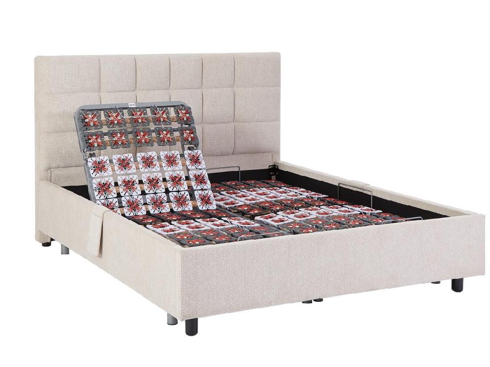 Vente Unique Lit électrique De Relaxation Déco Tout Plots + Matelas Ressorts Ensachés Et Mémoire De Forme - 2 X 80 X 200 Cm - Tissu - Beige - MANAM De DREAMEA