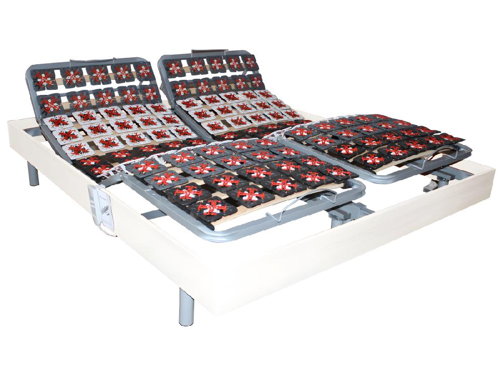 Vente Unique Lit électrique De Relaxation Tout Plots + Matelas Accueil Latex - 2 X 80 X 200 Cm - Blanc - ETHER De DREAMEA