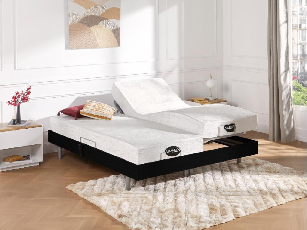 Vente Unique Lit électrique De Relaxation Tout Plots + Matelas Mémoire De Forme Et Bambou - 2 X 90 X 200 Cm - Noir - LYSIS III De NATUREA