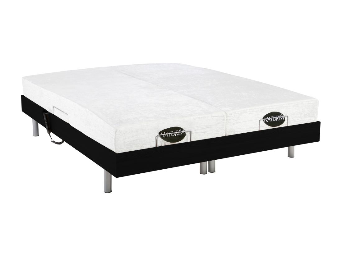 Vente Unique Lit électrique De Relaxation Tout Plots + Matelas Mémoire De Forme Et Bambou - 2 X 90 X 200 Cm - Noir - LYSIS III De NATUREA