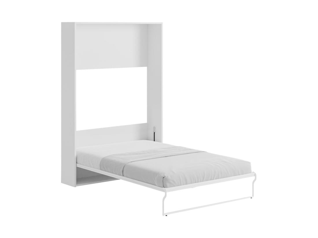 Vente Unique Lit Escamotable 140 X 200 Cm - Ouverture Verticale Manuelle - Blanc + Matelas - MALINA II