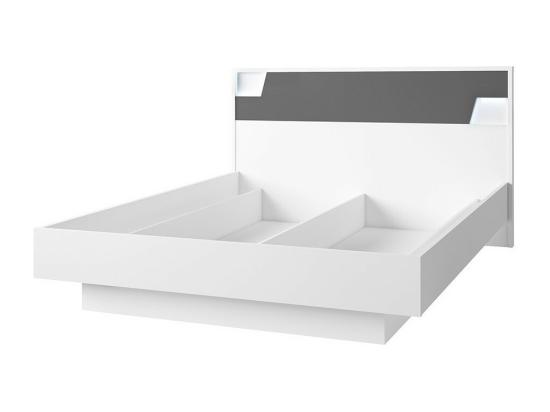 Vente Unique Lit FULMO 160 Cm Avec Coffre - Coloris Blanc Et Finition Gris Béton - 171 X 92 X 201 Cm