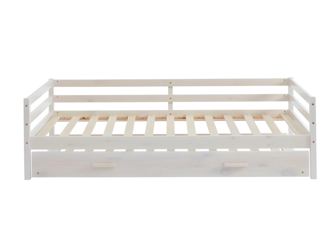 Vente Unique Lit Gigogne AEDAN II - 2 X 90 X 190 Cm - Pin Massif Et MDF - Blanchi