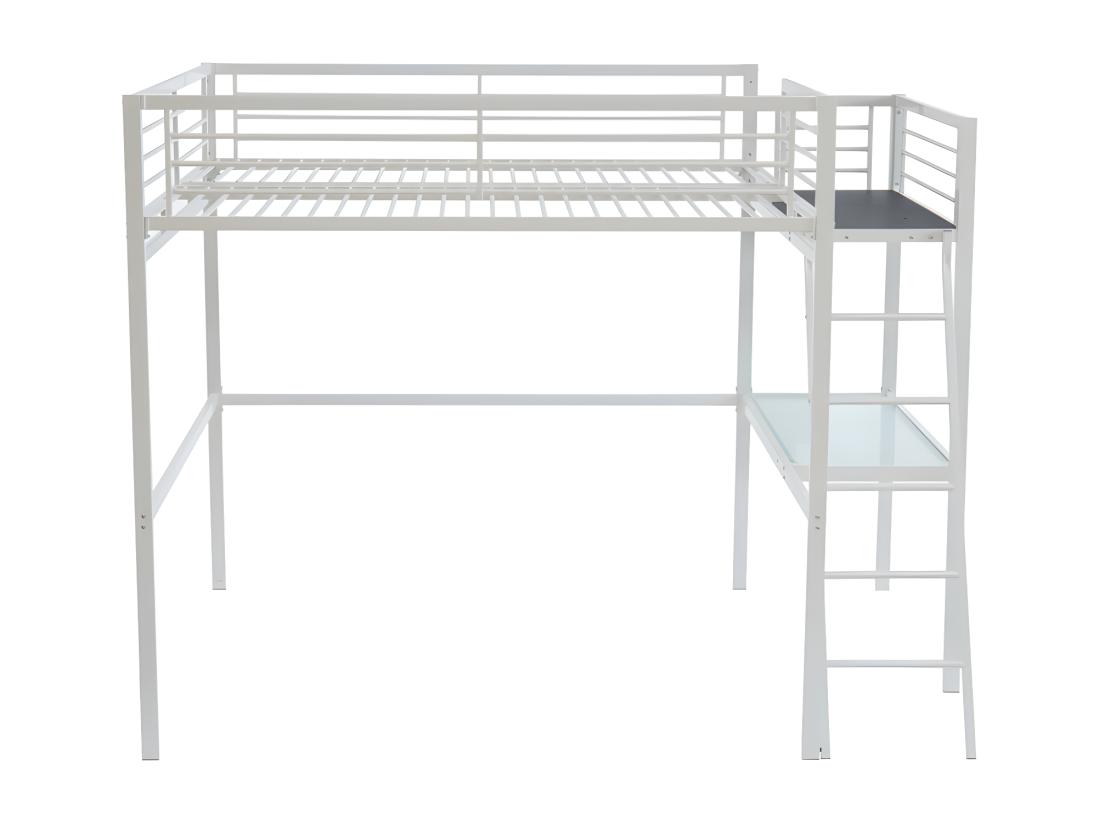 Vente Unique Lit Mezzanine CASUAL II - 140 X 190 Cm - Plateforme Bureau - Blanc