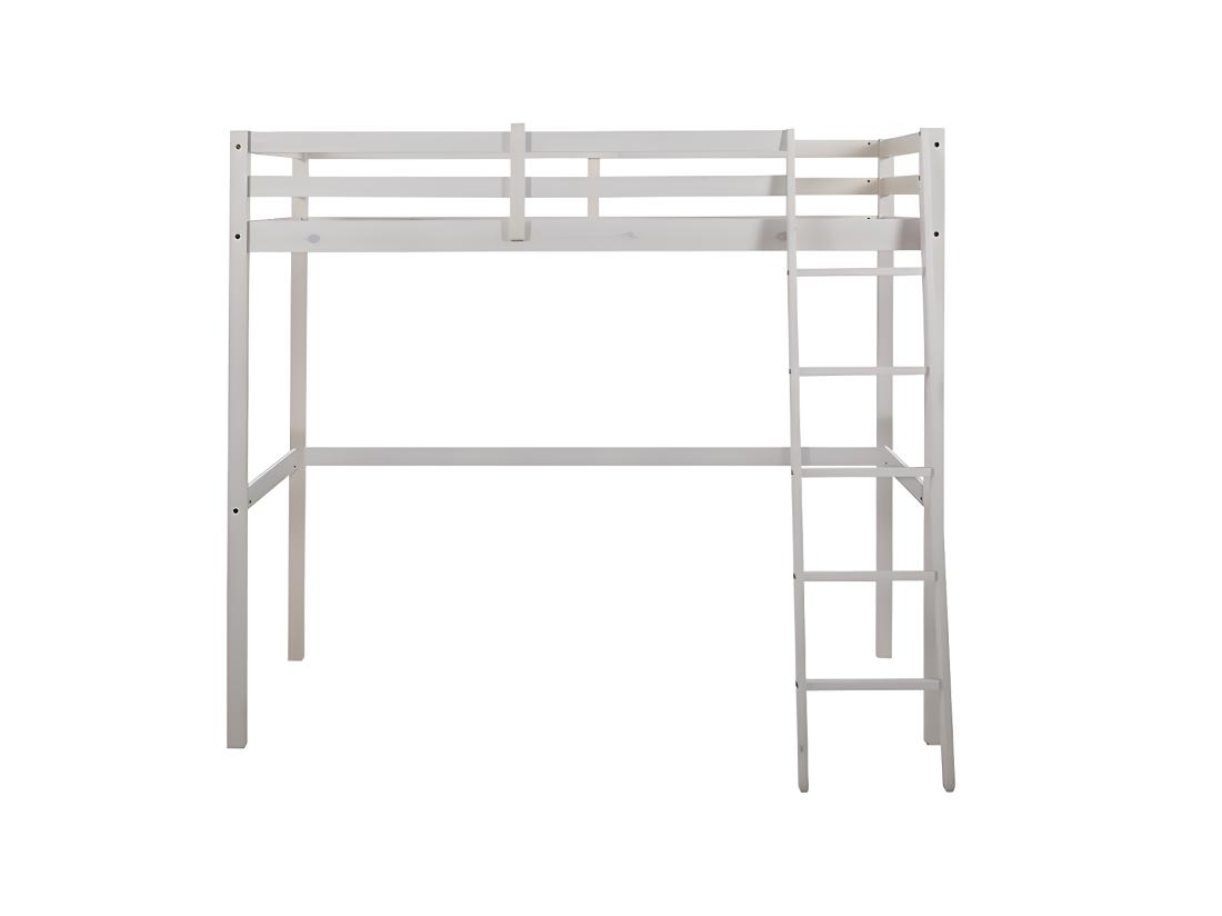 Vente Unique Lit Mezzanine GEDEON II - 90 X 190 Cm - Pin Massif - Blanchi