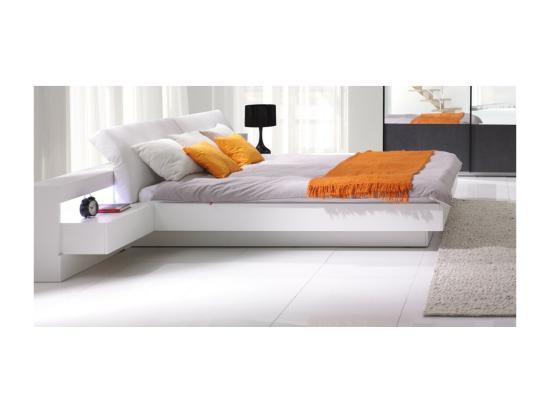 Vente Unique Lit RENATO 160x200 Avec Sommier Et Chevets à LED Intégrés Coloris Blanc