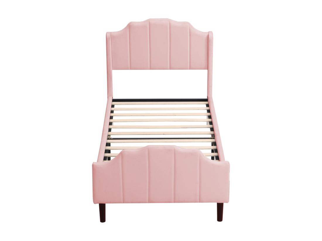 Vente Unique Lit Simple Rembourré En Velours 90x200cm Avec Sommier à Lattes - Rose
