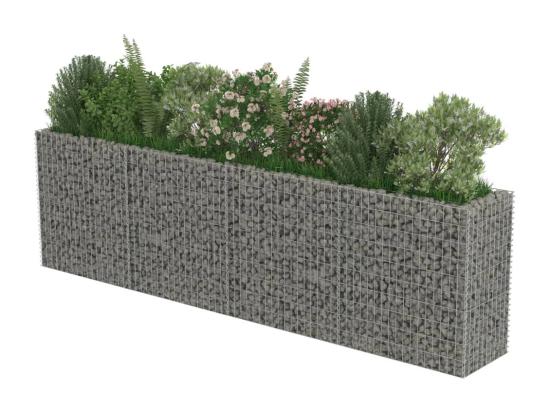 Vente Unique Lit Surélevé à Gabion Acier Galvanisé 360x50x100 Cm