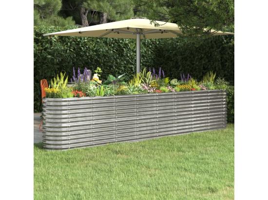 vente unique Lit surélevé de jardin Acier enduit de poudre Argenté