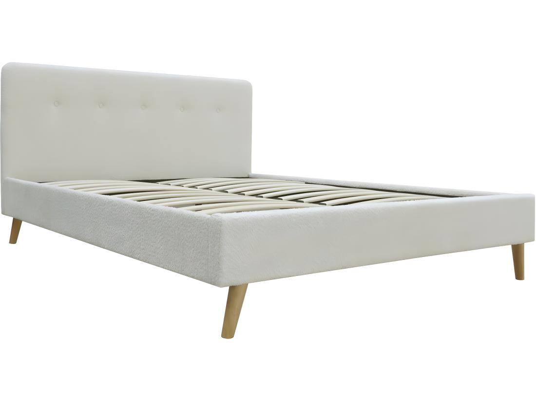 Vente Unique Lit Tissu Bouclette "Nemo" 160x200 - Crème