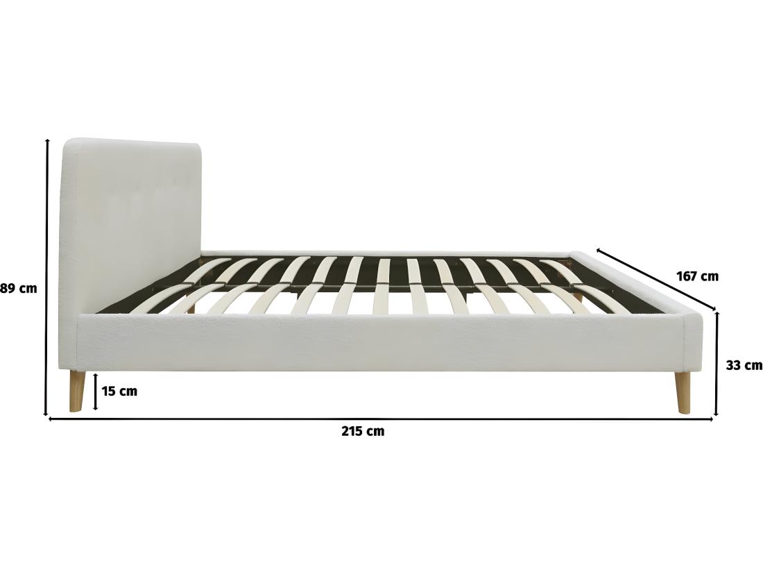 Vente Unique Lit Tissu Bouclette "Nemo" 160x200 - Crème