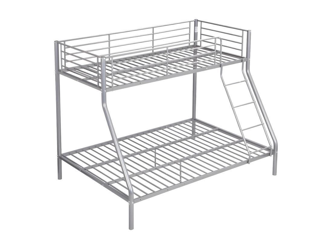 Vente Unique Lits Superposés ELEVATIO IV - 90 Et 140 X 190 Cm - Acier - Argent