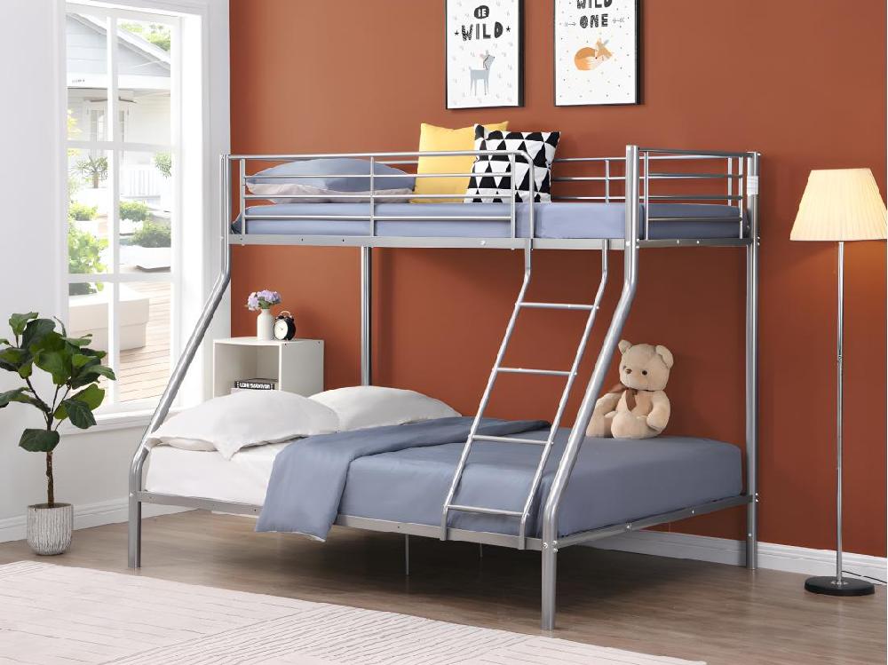 vente unique Lits superposés ELEVATIO IV - 90 et 140 x 190 cm - Acier - Argent