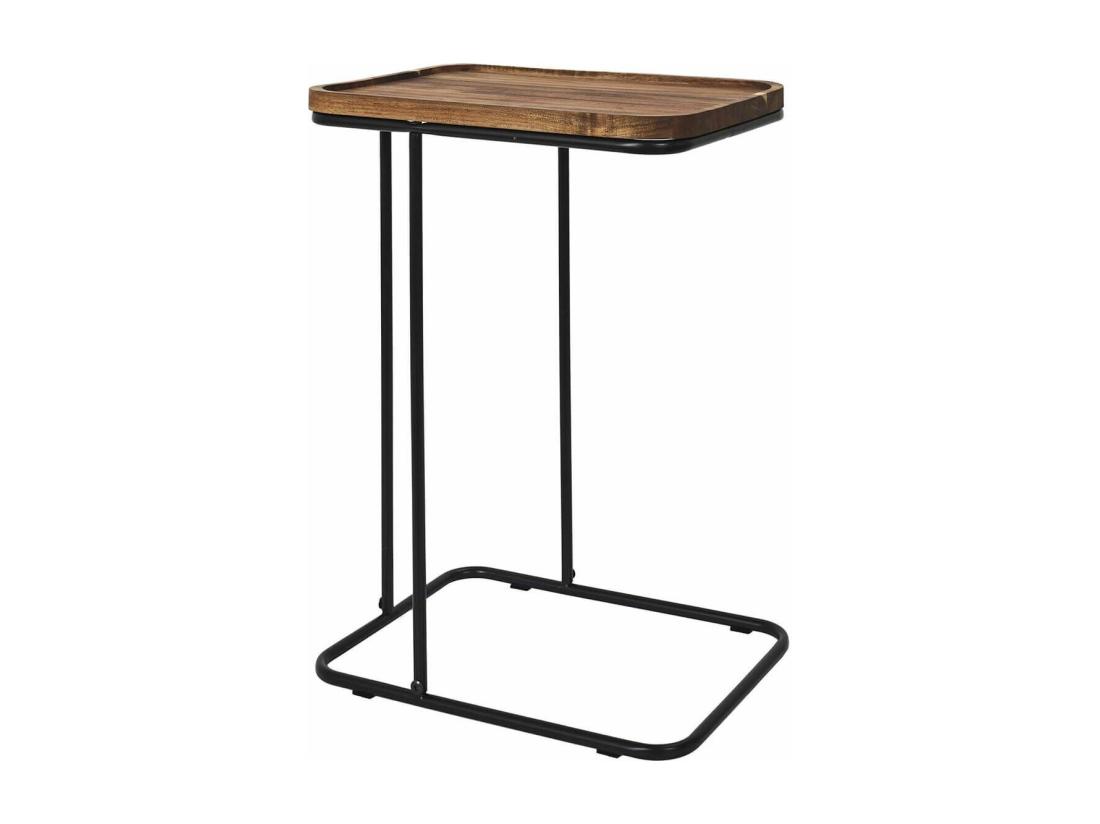 Vente Unique LIVIO - Bout De Canapé En Métal Filaire Et Plateau En Acacia