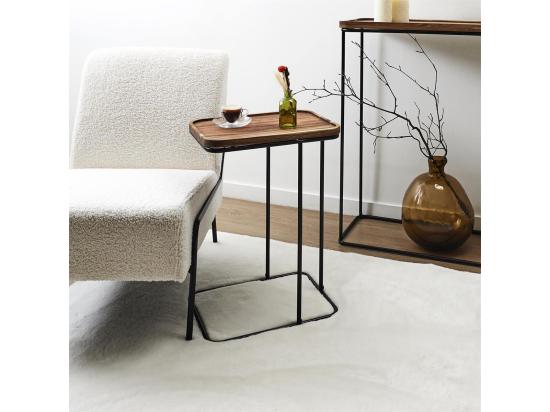 Vente Unique LIVIO - Bout De Canapé En Métal Filaire Et Plateau En Acacia