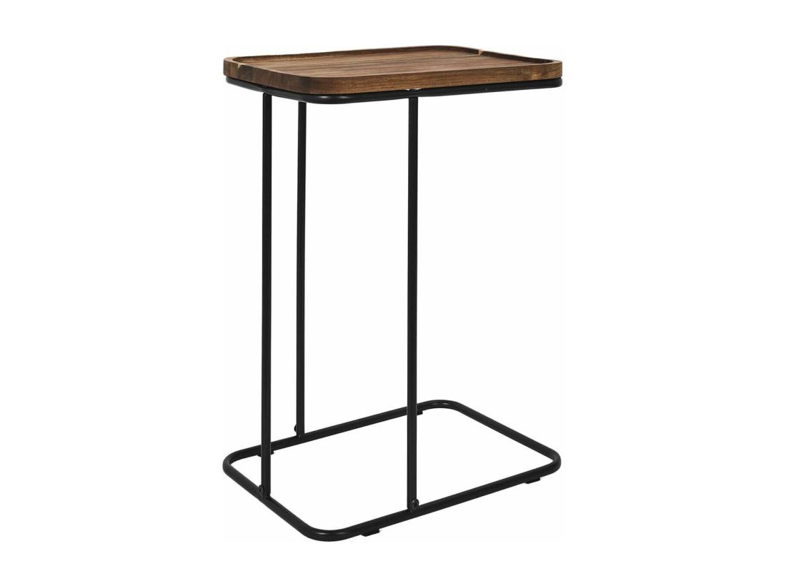 Vente Unique LIVIO - Bout De Canapé En Métal Filaire Et Plateau En Acacia