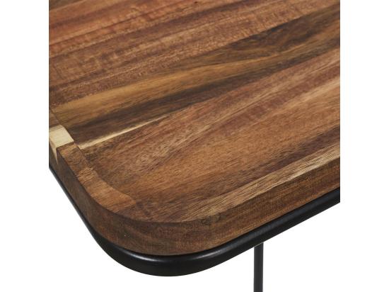 vente unique LIVIO - Bout de canapé en métal filaire et plateau en acacia