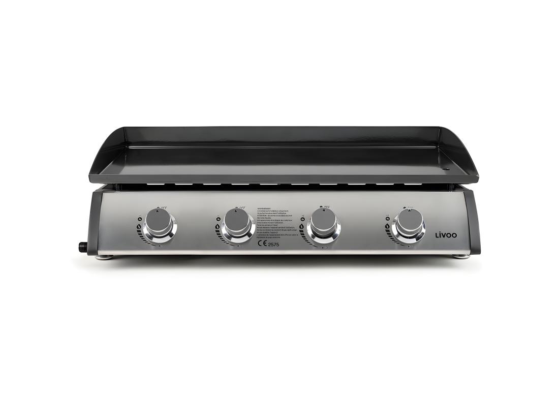 vente unique Livoo Plancha gaz 4 feux 10kw métal - DOC297