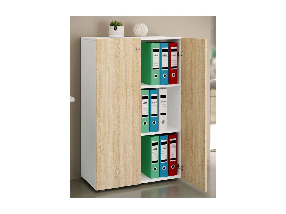 Vente Unique LonaXLDT Armoire De Bureau 2 Portes Blanc