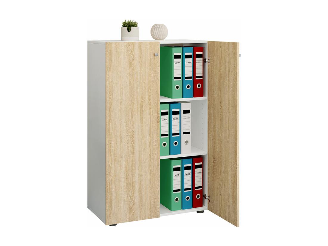 vente unique LonaXLDT armoire de bureau 2 portes blanc