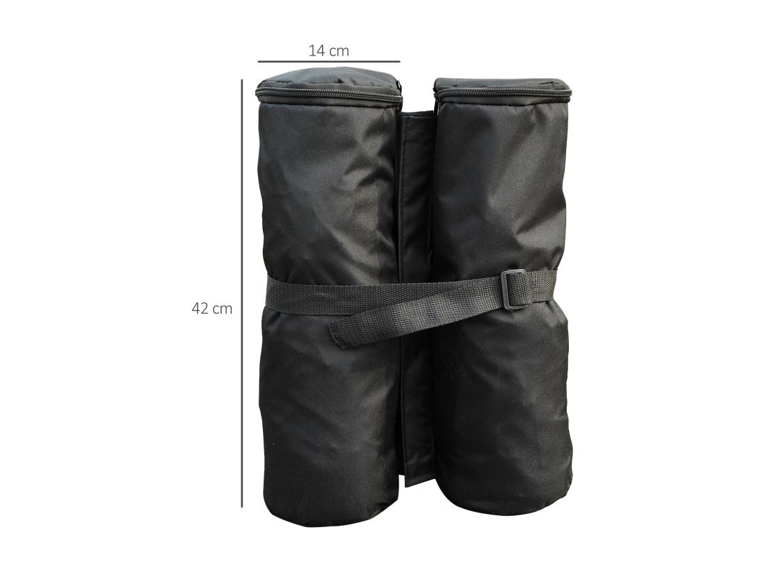 Vente Unique Lot 4 Sacs De Lestage De Fixation Pour Tonnelle Parasol Pavillon Volume Max. 15kg Noir