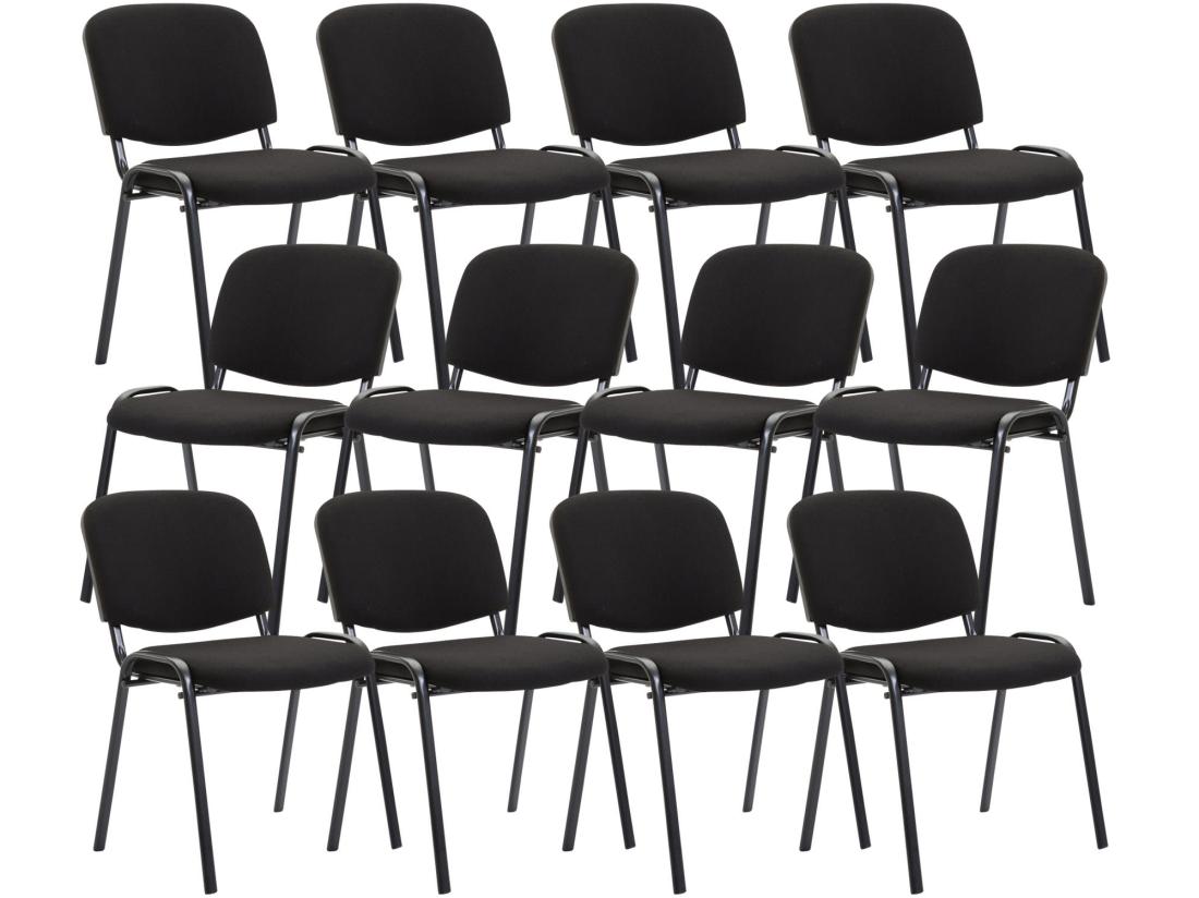 Vente Unique Lot De 12 Chaise De Conférence - Tissu & Métal - Noir - Ken