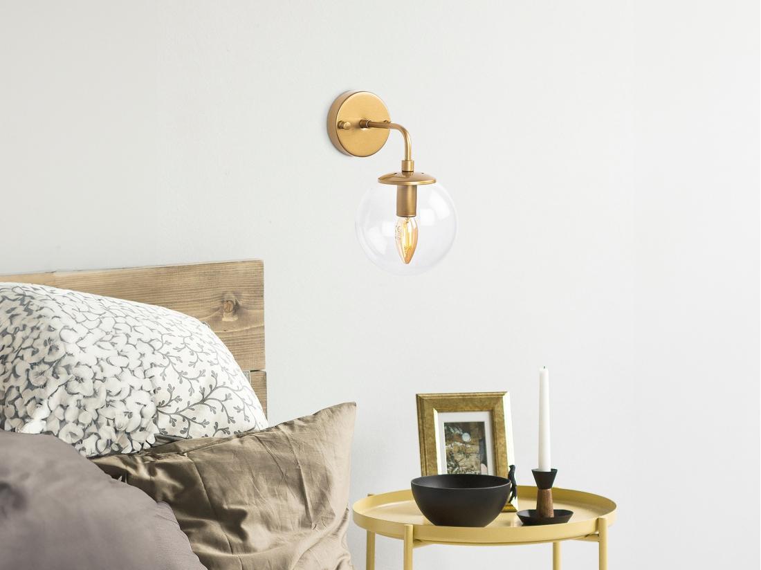 Vente Unique Lot De 2 Appliques Murales En Métal Avec Globe - D. 15 X 27 Cm - Doré - BARLATI