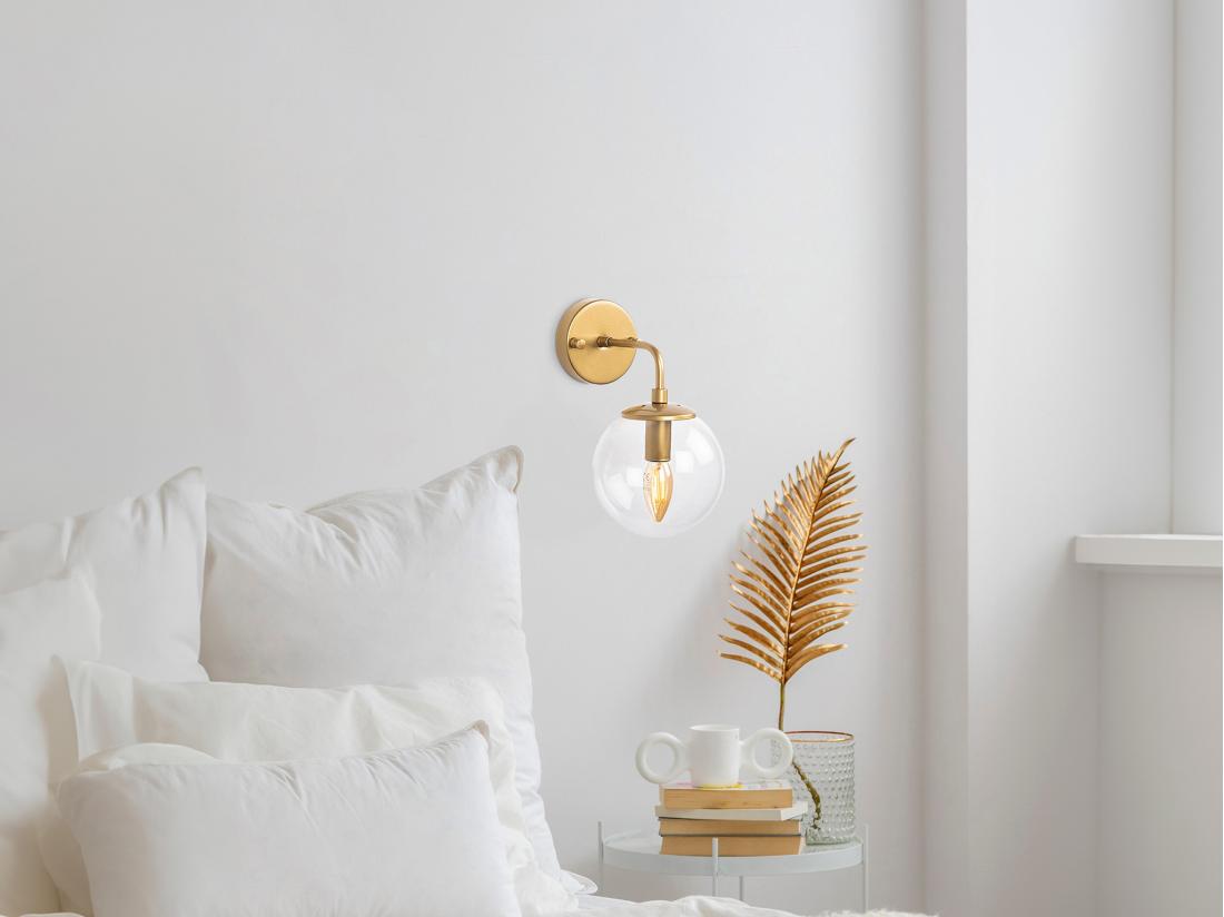 Vente Unique Lot De 2 Appliques Murales En Métal Avec Globe - D. 15 X 27 Cm - Doré - BARLATI