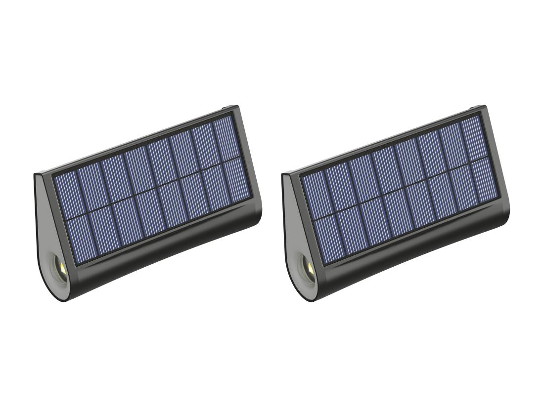 Vente Unique Lot De 2 Appliques Murales Solaires - 30 Lumens - Noir - TRESTIA