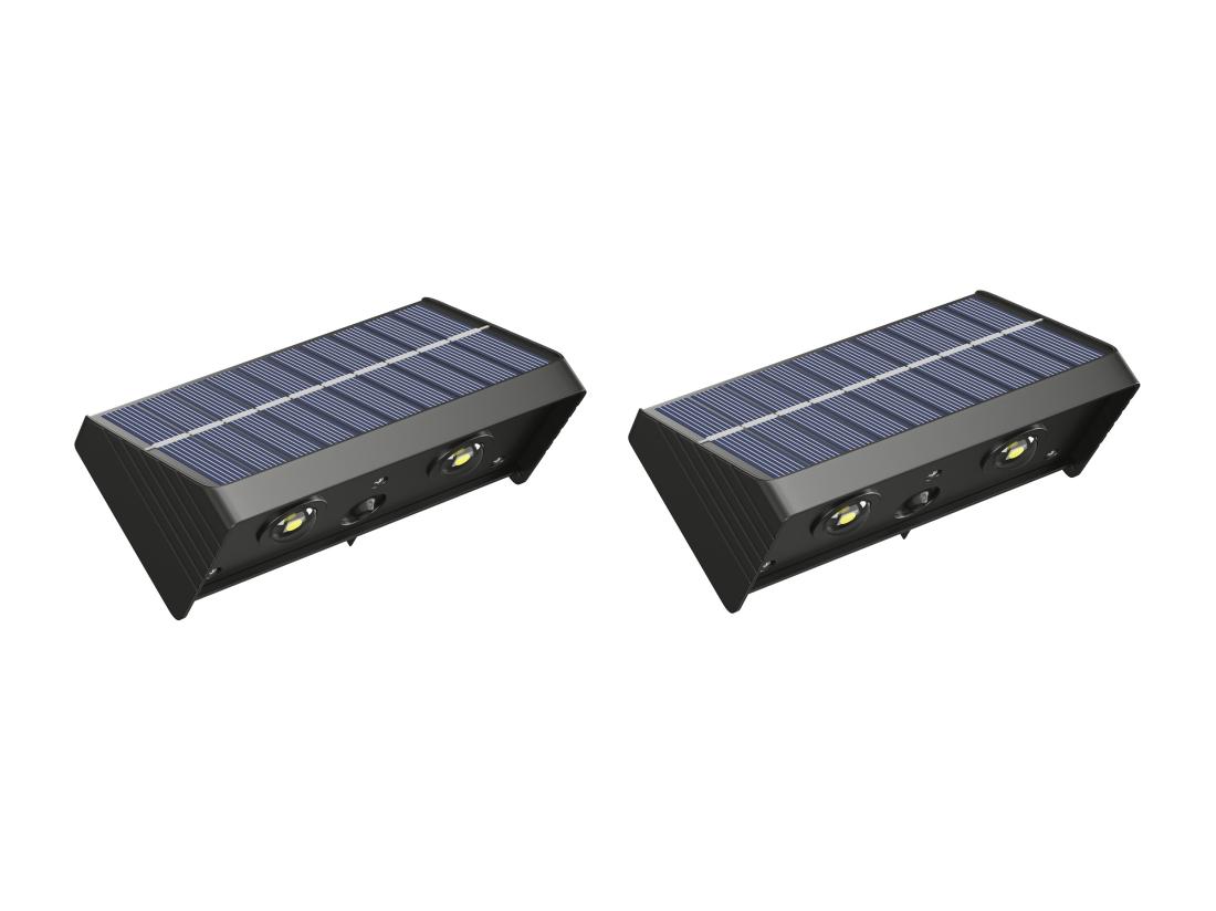 vente unique Lot de 2 appliques murales solaires - 30 lumens - Noir - SABORG