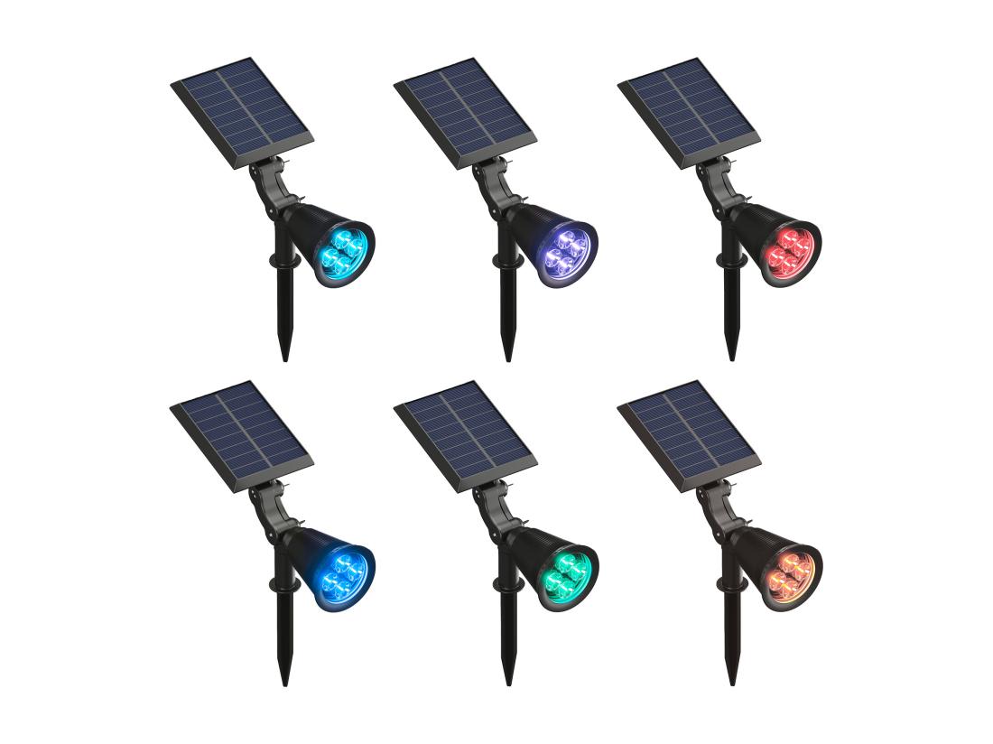 Vente Unique Lot De 2 Balises Ou Appliques Solaires Orientables - 300 Lumens - Noir - SLATINE
