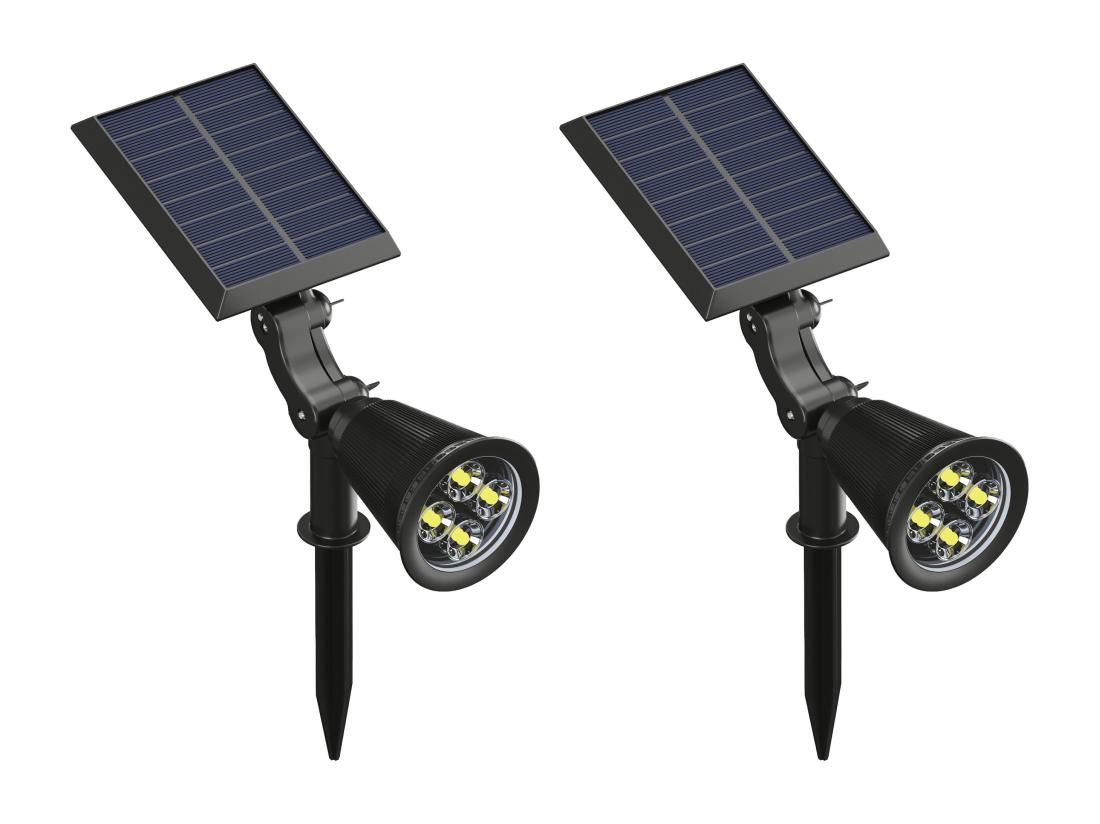 vente unique Lot de 2 balises ou appliques solaires orientables - 300 lumens - Noir - SLATINE