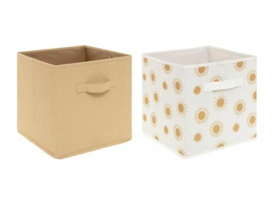 Vente Unique Lot De 2 Boîtes De Rangement "Soleil" 29cm Ocre