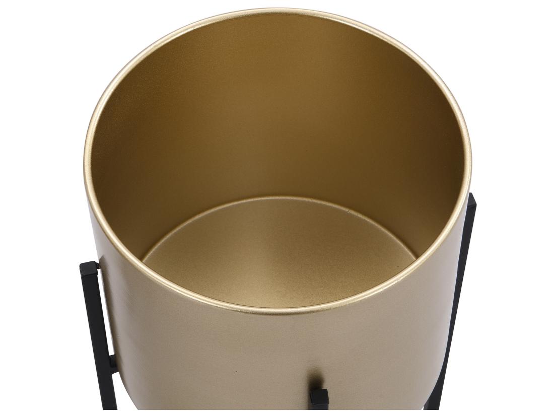 Vente Unique Lot De 2 Cache-pots Sur Pied En Métal - D. 25 X H. 39 Et D. 23 X H. 35.5 - Doré Et Noir - EDMEE