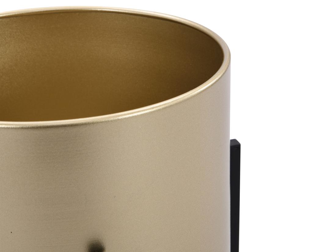 Vente Unique Lot De 2 Cache-pots Sur Pied En Métal - D. 25 X H. 39 Et D. 23 X H. 35.5 - Doré Et Noir - EDMEE